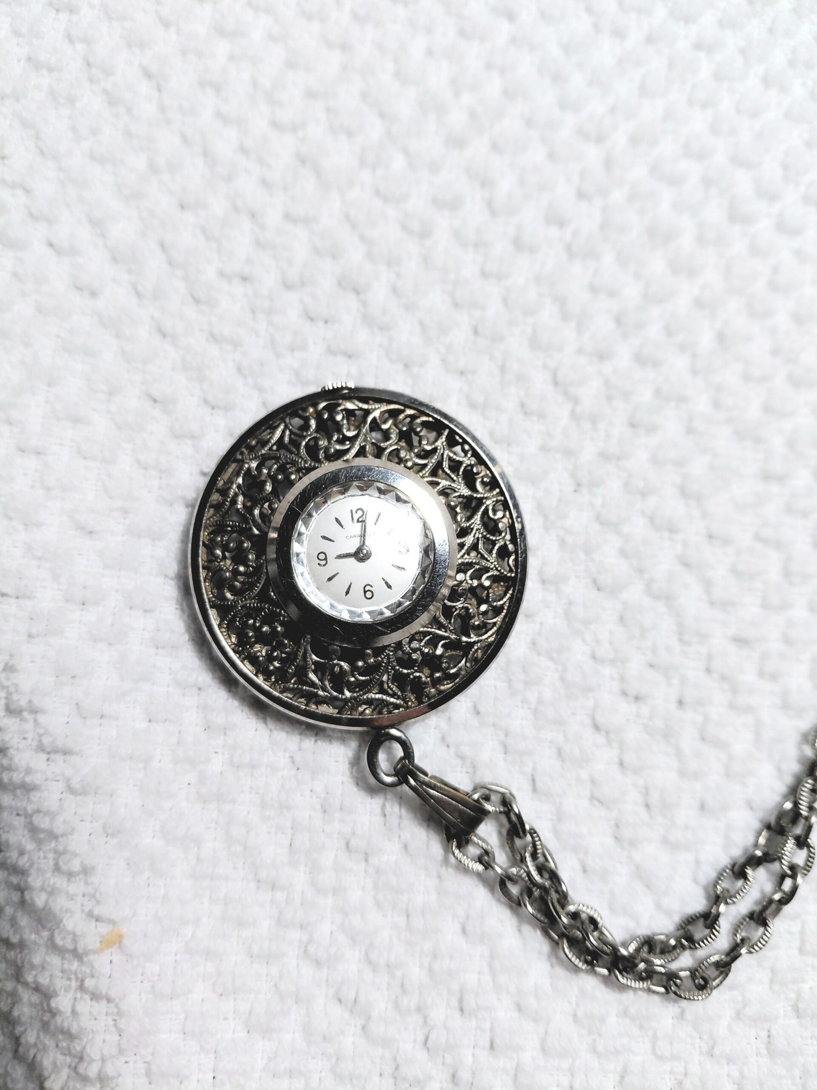Vintage Caravelle Filigree Pendant Watch