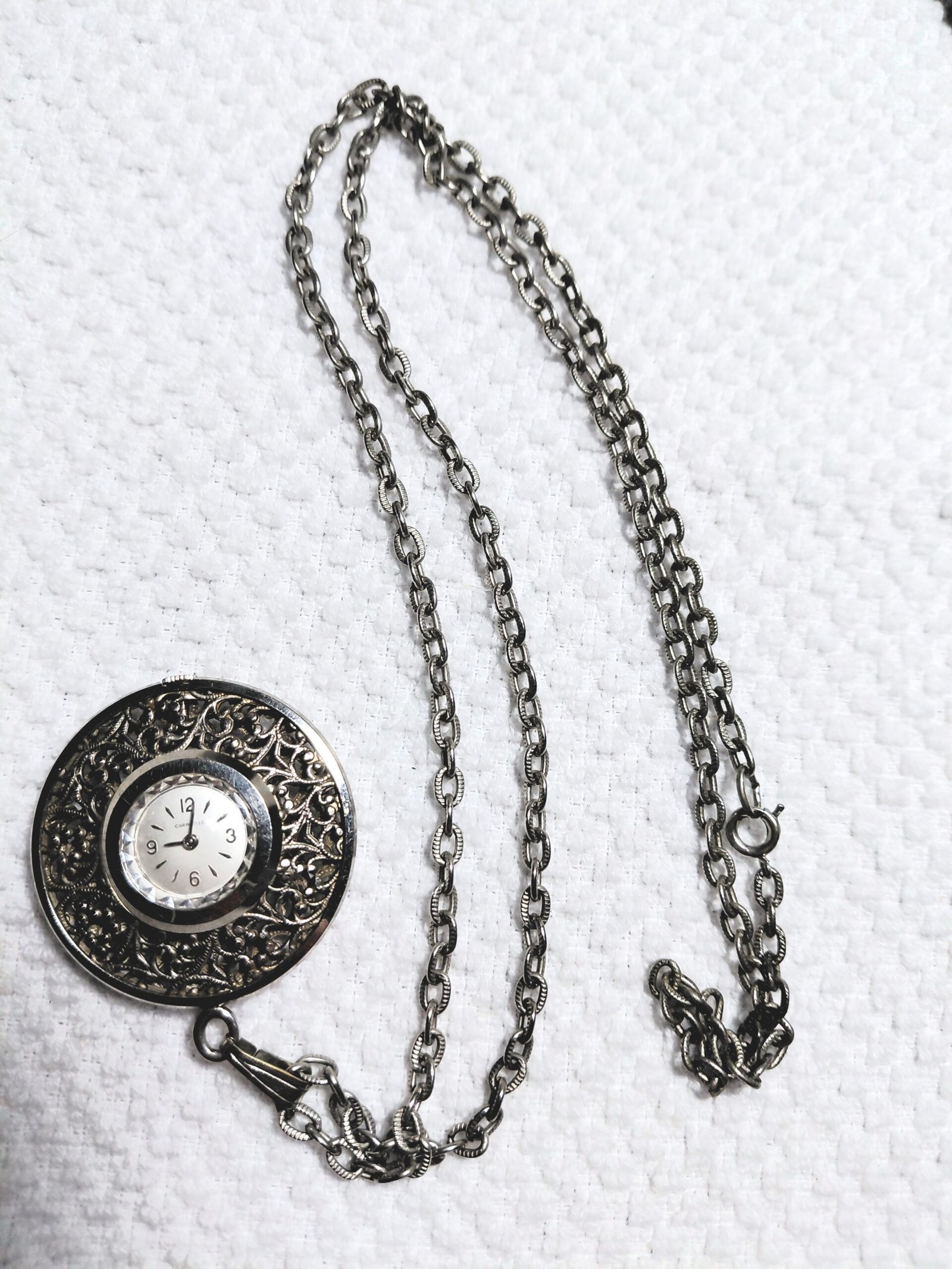 Vintage Caravelle Filigree Pendant Watch - Image 2