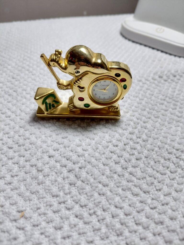 Gold Standalone Elephant Clock
