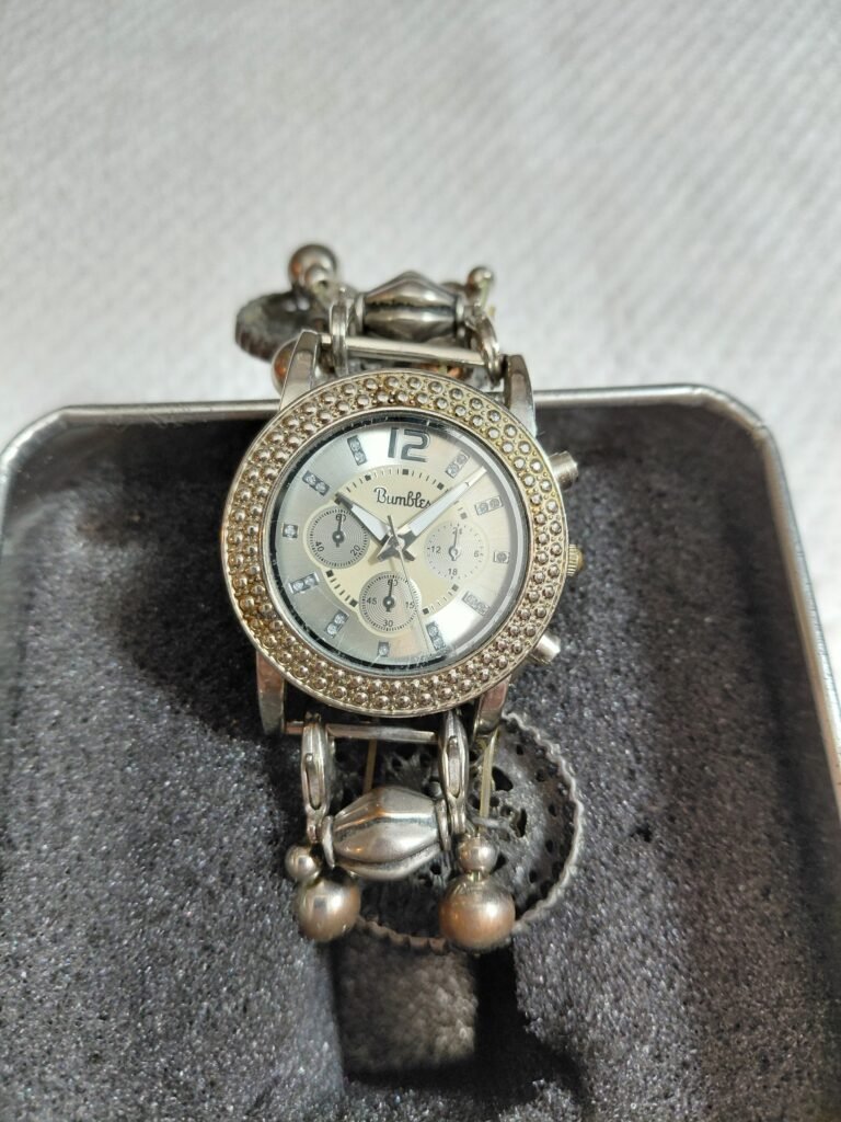 Bumbles Vintage Style Silver Tone Ornate Cuff Bracelet Watch – Bling Bezel