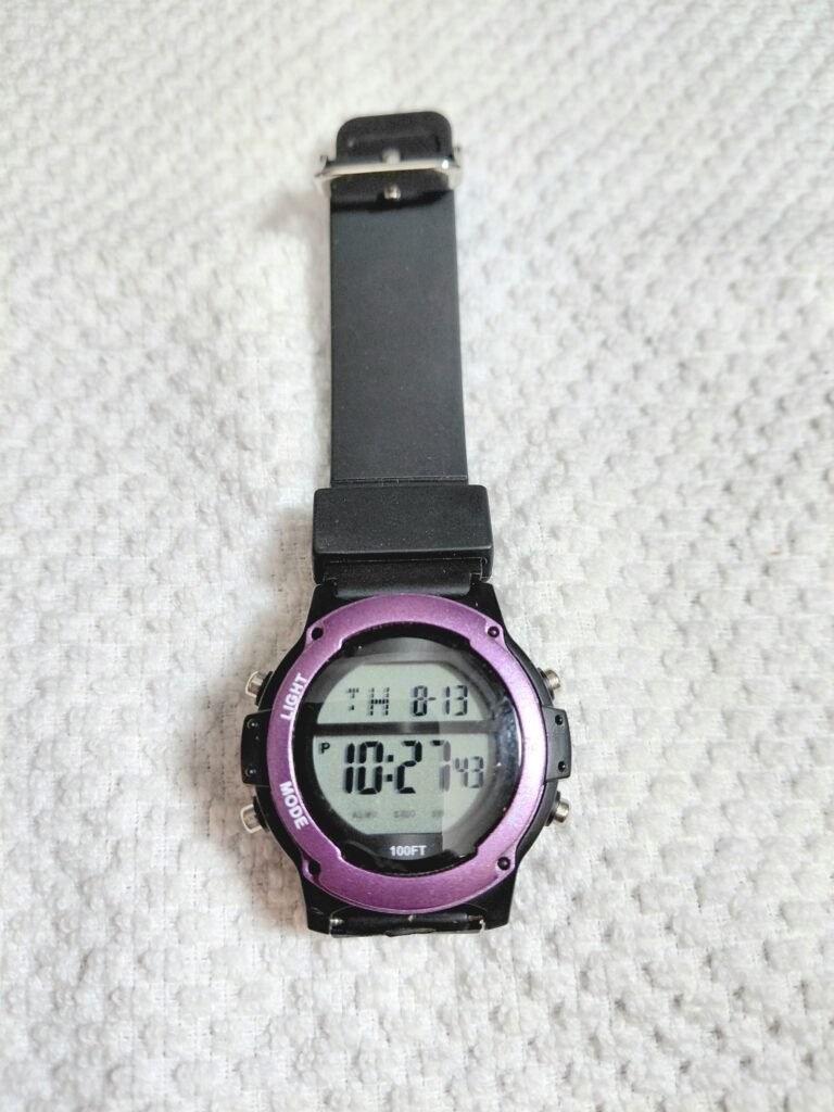 Classic Digital Sports Watch with Purple Accent Bezel