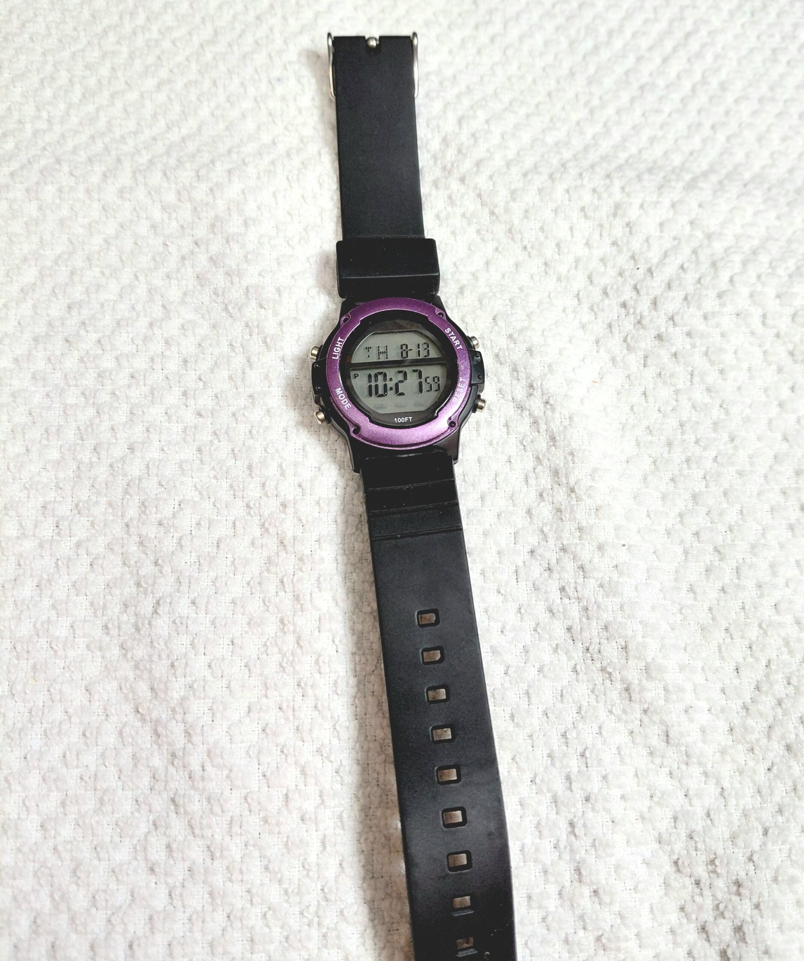 Classic Digital Sports Watch with Purple Accent Bezel - Image 2
