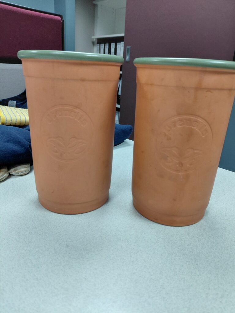 Vintage Henry Watson Suffolk Terracotta Wine Coolers / Utensil Holders (Pair)