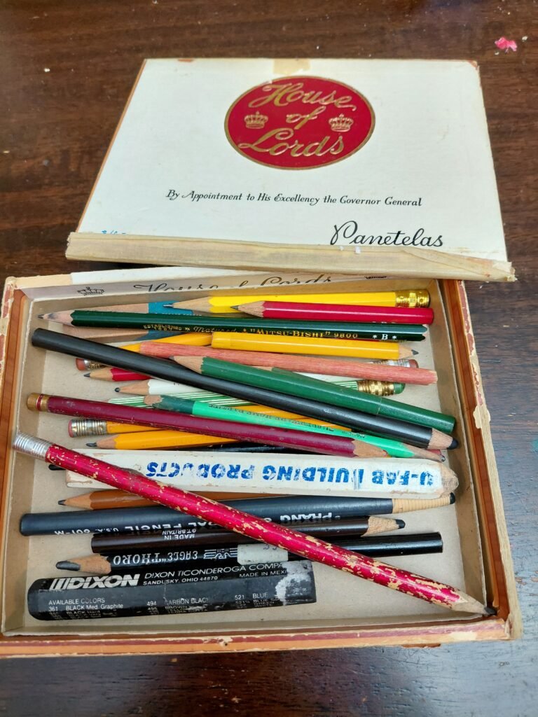 Cigar Box of Pencils/Charcoal in Vintage Cigar Box