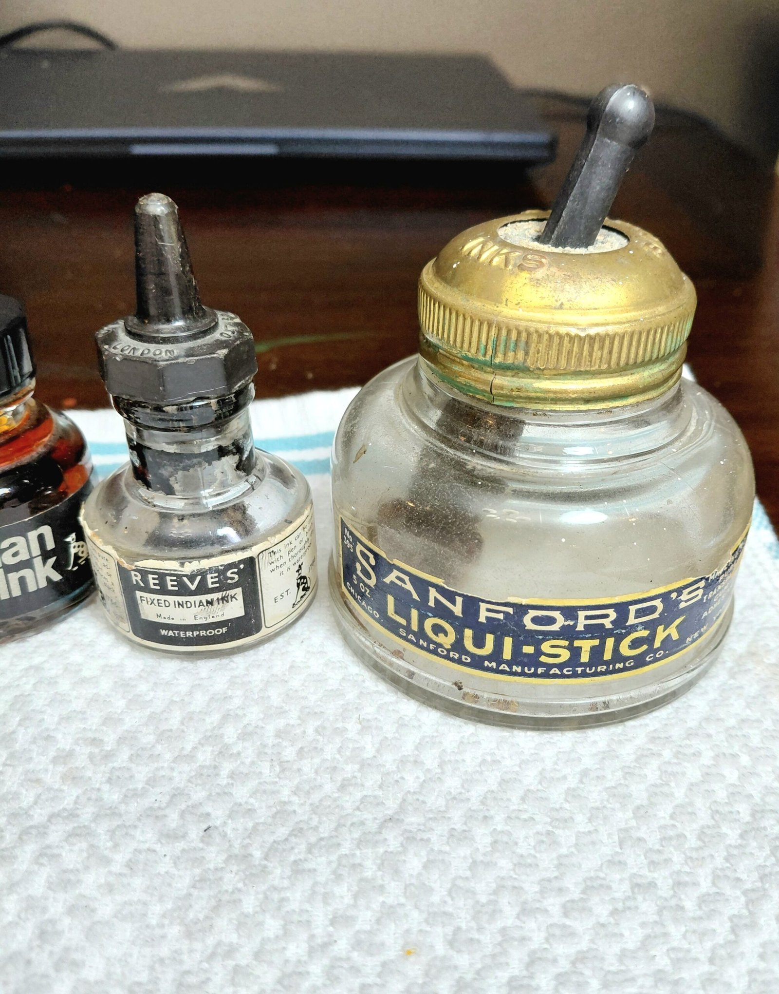 Vintage Glass Ink Bottle Collection – Lot of 7 - Image 2