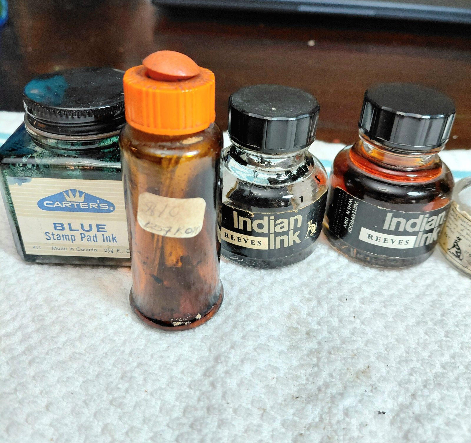 Vintage Glass Ink Bottle Collection – Lot of 7 - Image 3