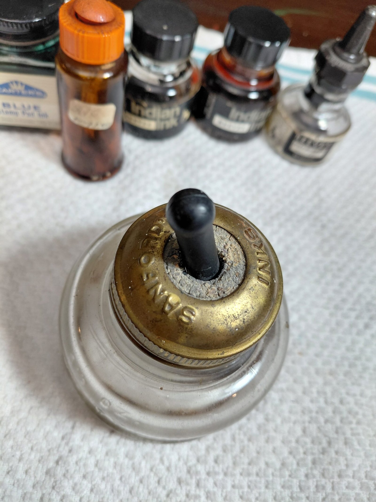 Vintage Glass Ink Bottle Collection – Lot of 7 - Image 6