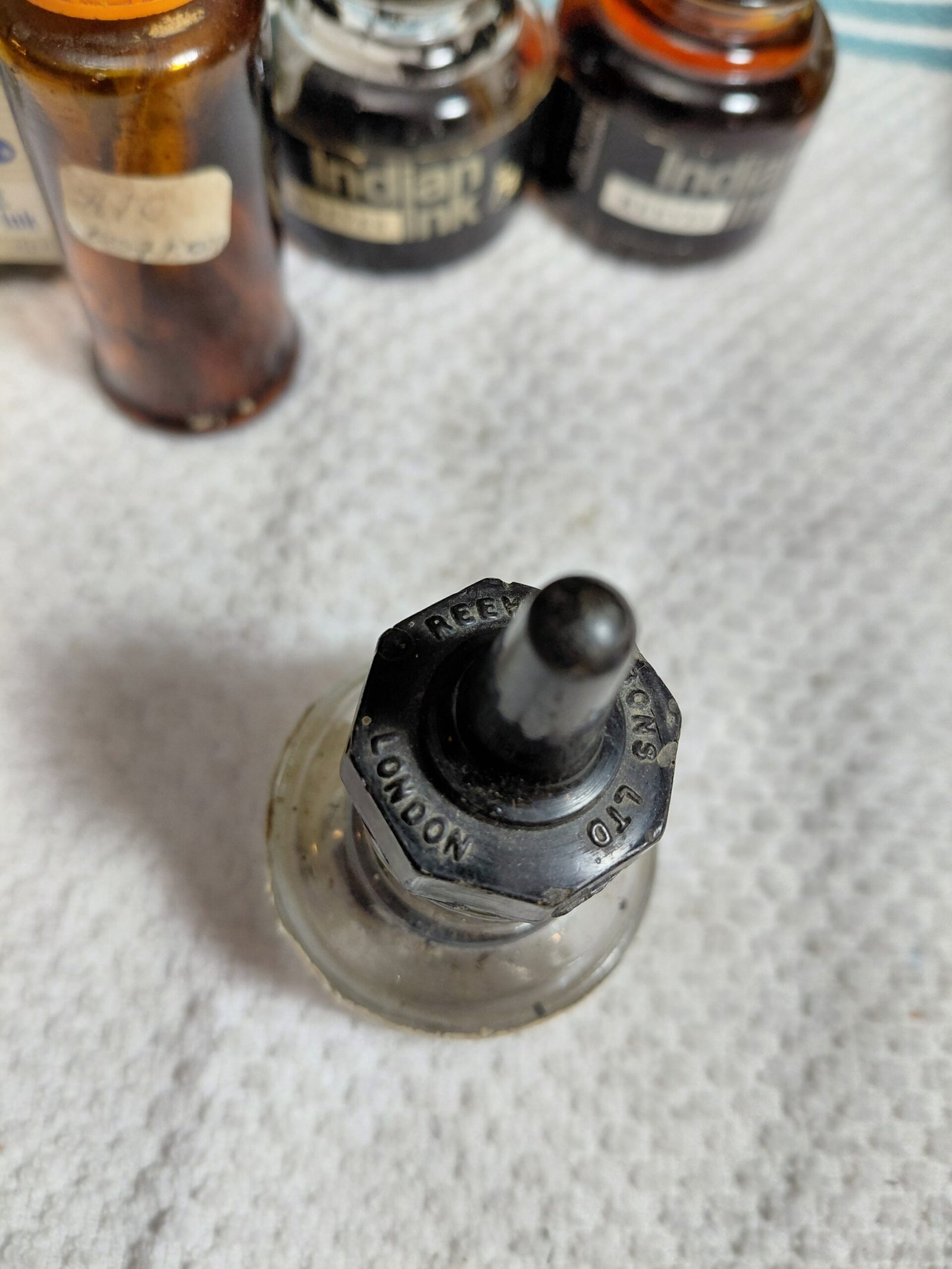 Vintage Glass Ink Bottle Collection – Lot of 7 - Image 7