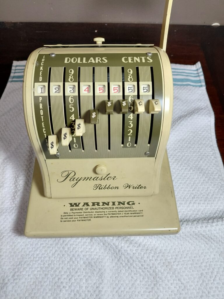 Vintage Paymaster Ribbon Writer Series 8000 Check Writer with Cover